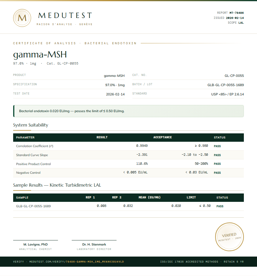 gamma-MSH Endotoxin report by Medutest