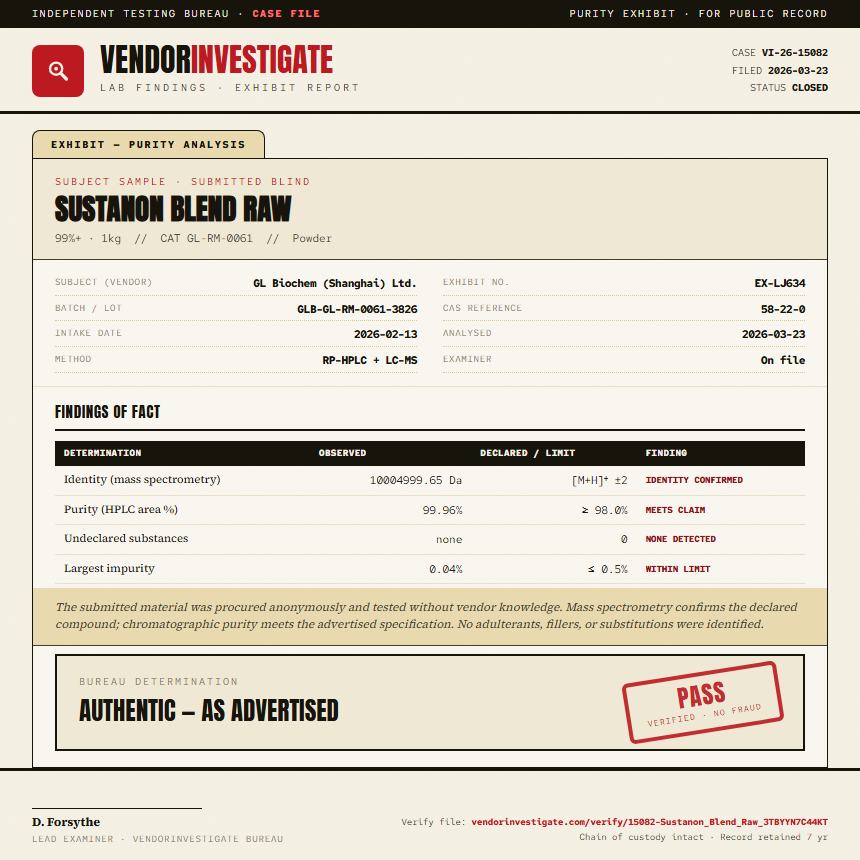 Sustanon Blend Raw Purity (HPLC) report by VendorInvestigate