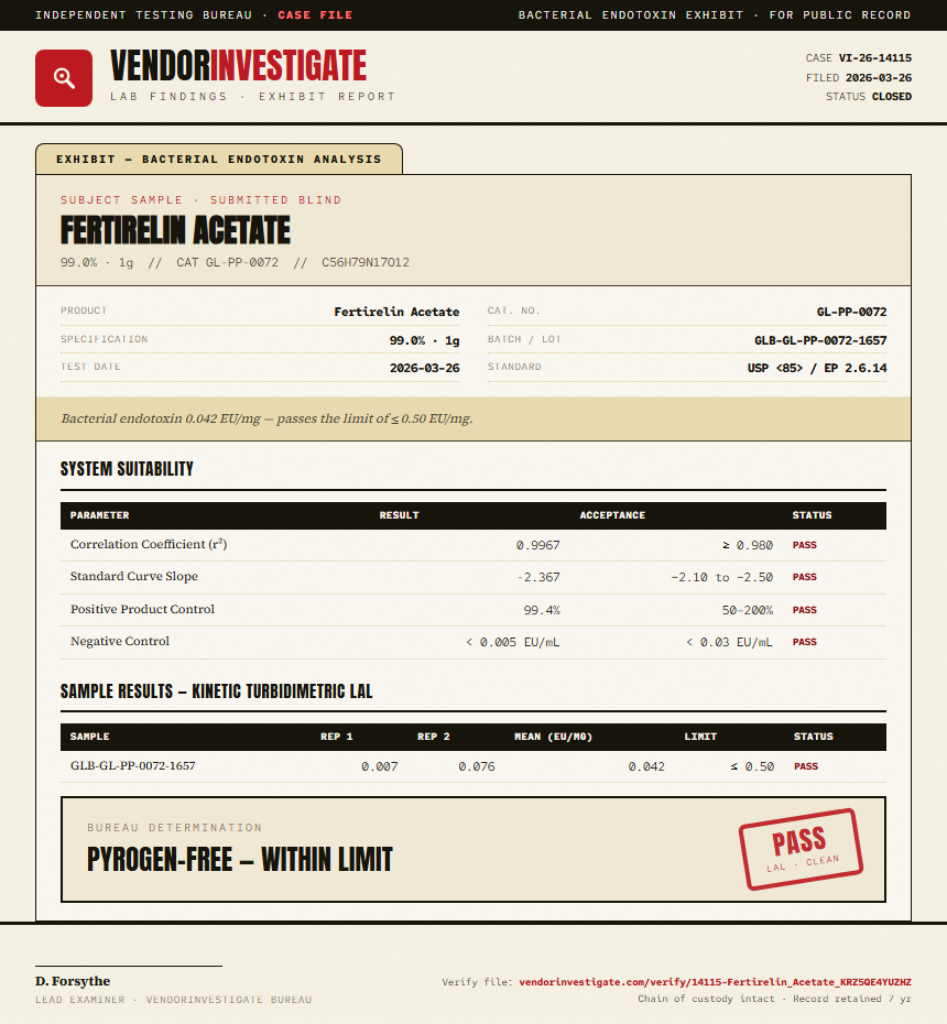 Fertirelin Acetate Endotoxin report by VendorInvestigate